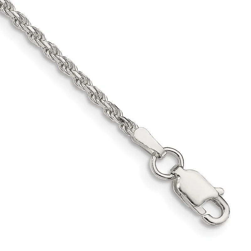 Ladies bracelets with cloud charms -Sterling Silver 1.85mm Diamond-cut Rope Chain Bracelet