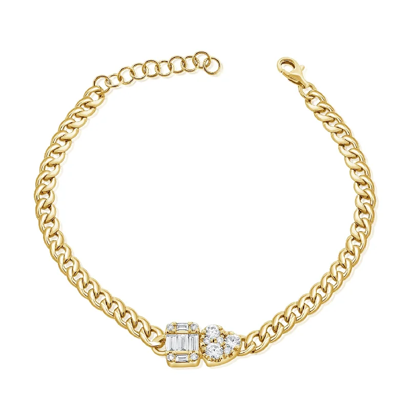 Ladies bracelets handmade crafts -0.62ct Multi Cut Diamond Designer Chain Link Bangle Bracelet