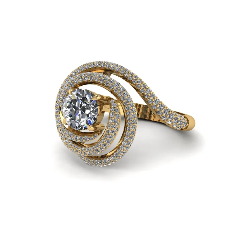 engagement-radiant-cut-gold-ring-Diamond Double Halo Swirling Engagement Ring - Serena No. 1