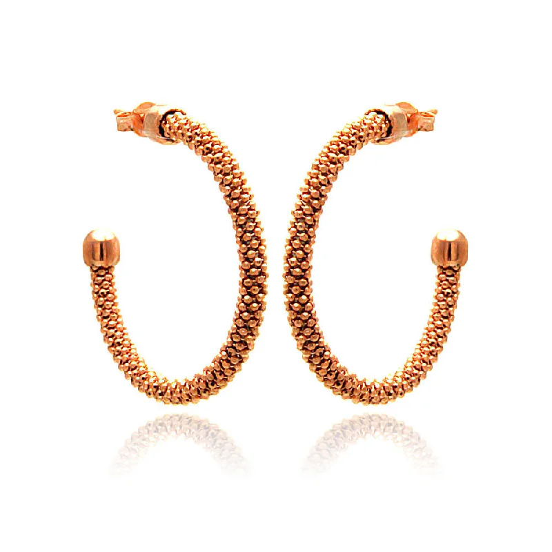 ladies-artisan-hoop-earrings-Clearance-Silver 925 Rose Gold Plated Hoop Earrings - ITE00042RGP