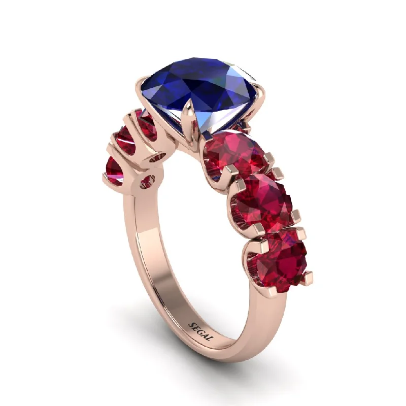 engagement-radiant-cut-silver-ring-Round Cut Sapphire Cathedral Engagement Ring - Tatum No. 59