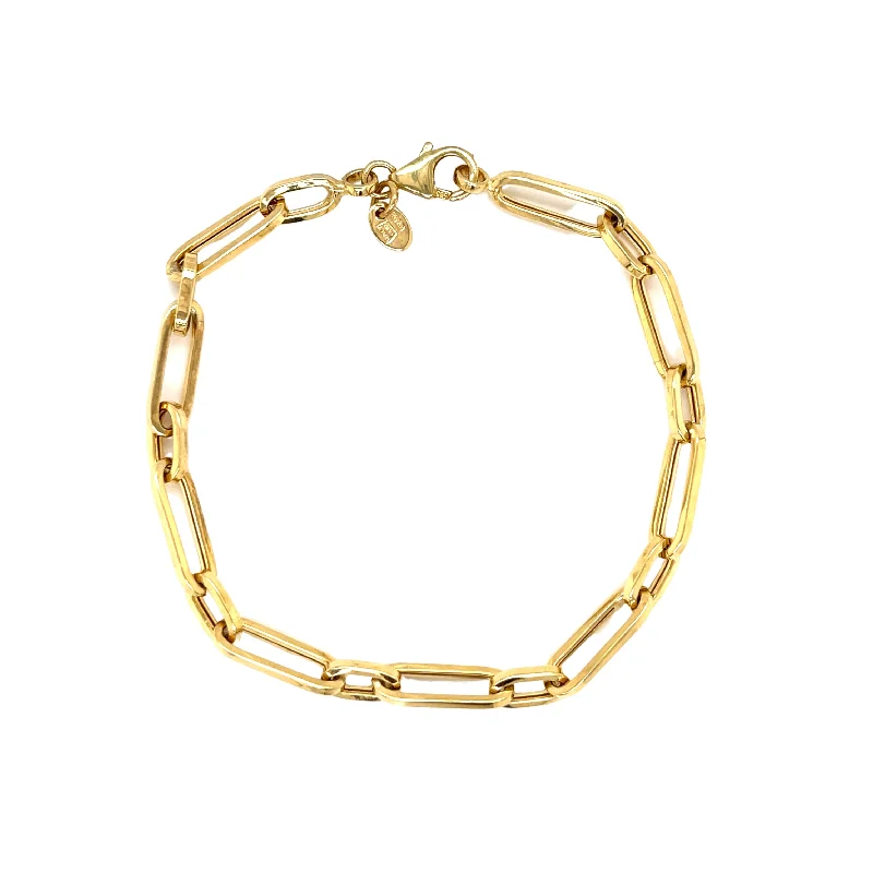 Ladies bracelets for getaways -14K Yellow Gold Paperclip Bracelet 7.5"