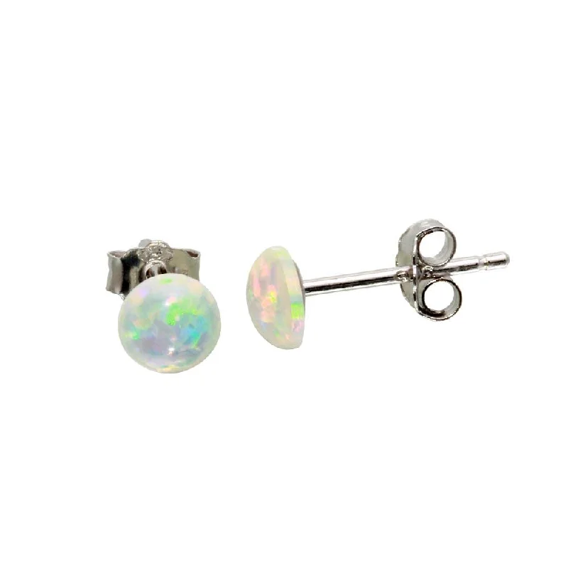 ladies-rose-gold-heart-earrings-Rhodium Plated 925 Sterling Silver Opal CZ Stud Earrings - STE01124