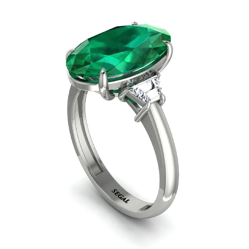 engagement-princess-cut-rose-gold-ring-Oval-Cut Emerald Three Stone Engagement Ring - Amari No. 6