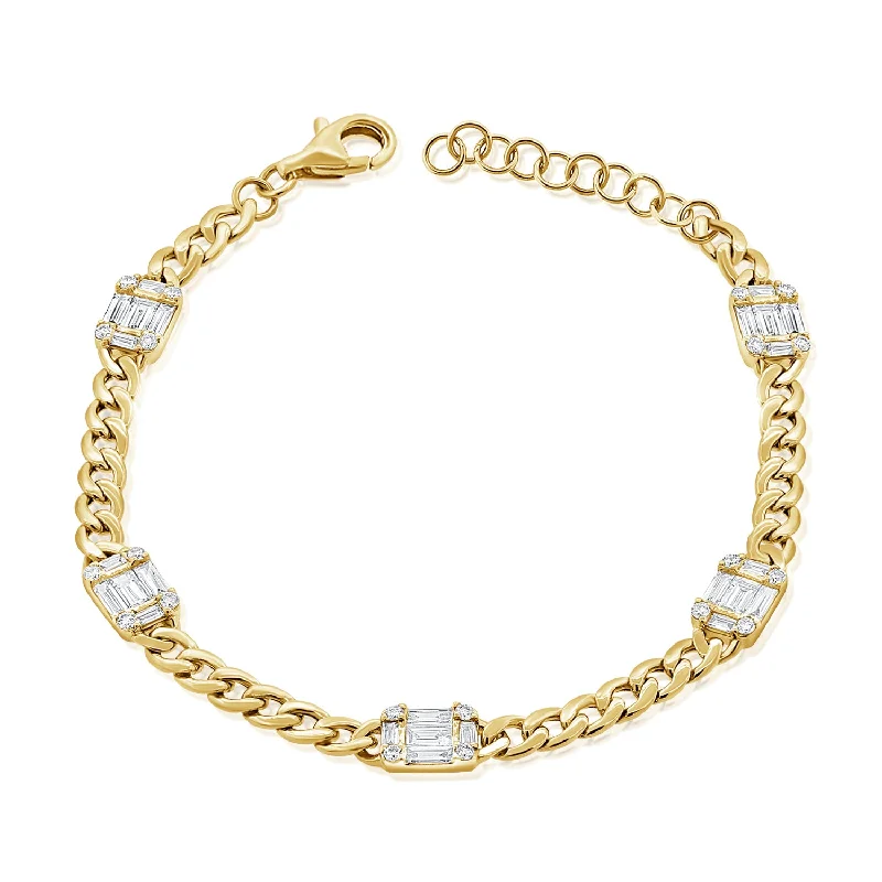 Ladies bracelets with tanzanite -Designer Link Chain Bracelet in 14kt Gold & Diamonds