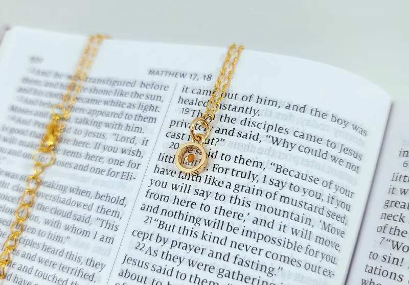 ladies-name-diamond-necklace-Mustard Seed Necklace Goldtone