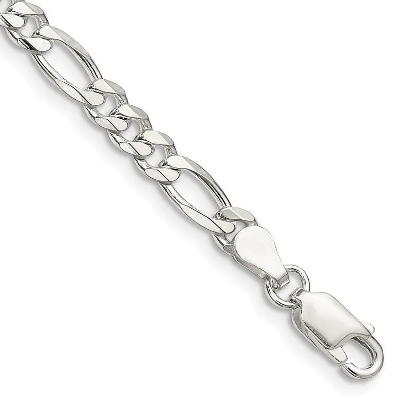 Ladies bracelets for students -Sterling Silver 4.5mm Figaro Chain Bracelet