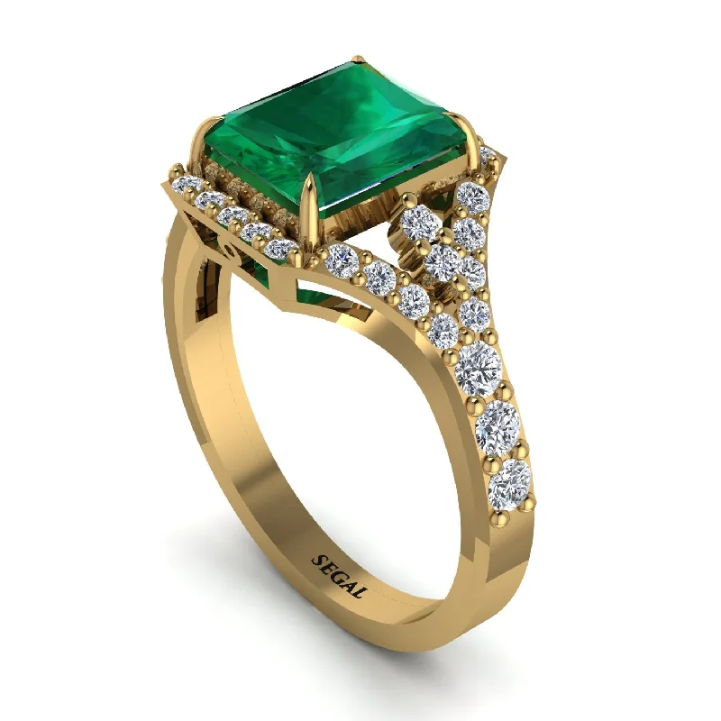 engagement-infinity-diamond-ring-Radiant Cut Emerald 14K Halo Engagement Ring - Cassidy No. 4