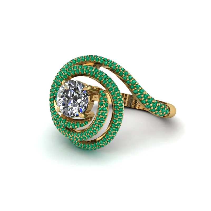 engagement-unique-gold-ring-Diamond Double Halo Swirling Engagement Ring - Serena No. 16