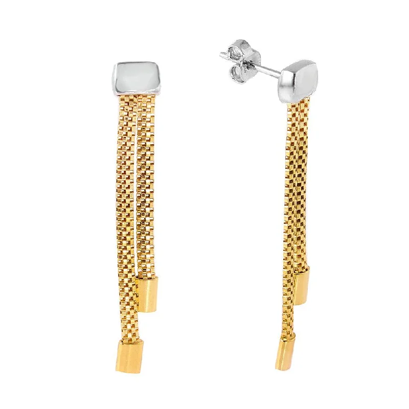 ladies-tassel-diamond-earrings-Silver 925 Gold Plated Dangling Earrings - ITE00067GP