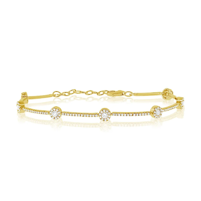 Ladies bracelets fun cuffs -Dazzling 14K Gold Diamond Tennis Bracelet