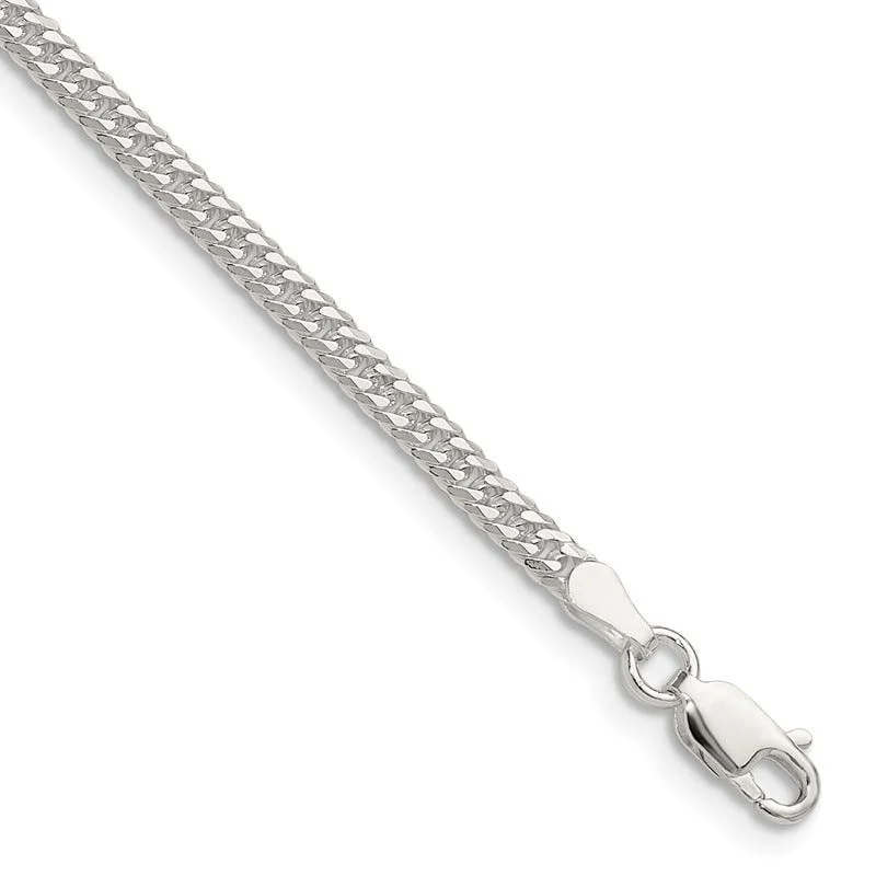 Ladies bracelets with castle charms -Sterling Silver Polished 3.0mm Double Diamond-cut Curb Chain Bracelet