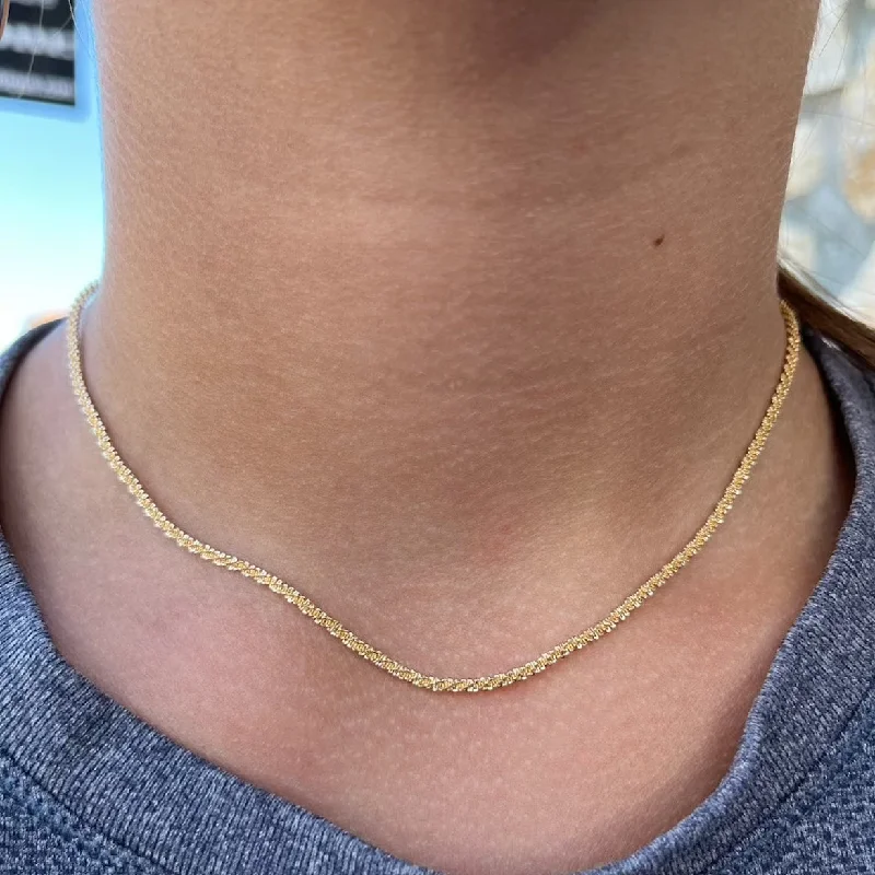 ladies-custom-pearl-necklace-Barely There Gold Braided Chain Necklace