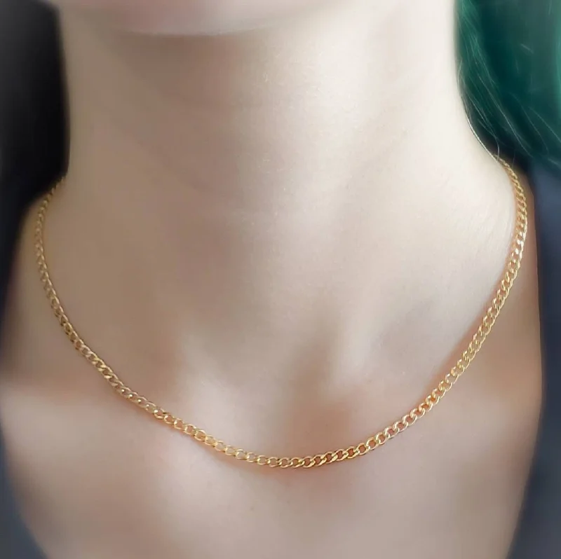 ladies-modern-rose-gold-necklace-Dainty Curb Chain Necklace