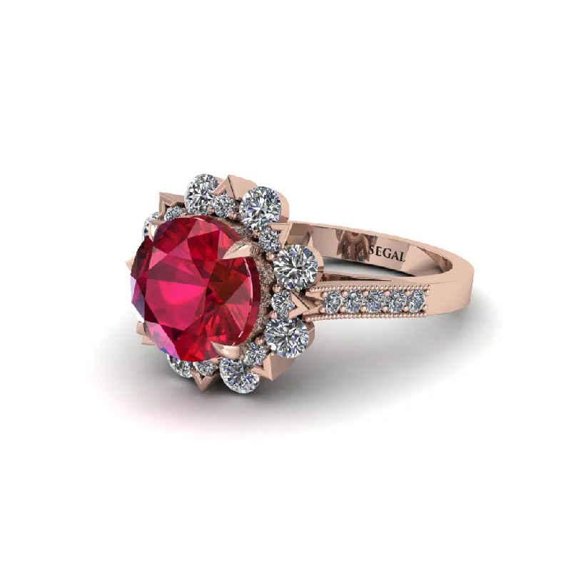 engagement-classic-diamond-ring-Ruby Halo Sunburst Engagement Ring - Winter No. 11