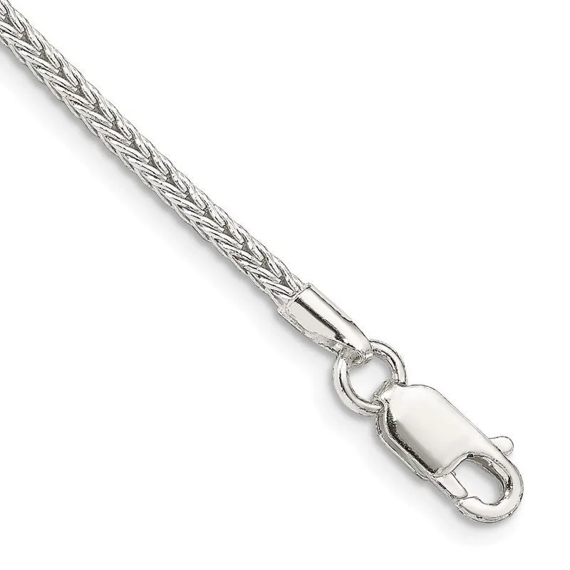 Ladies bracelets for weddings -Sterling Silver 2mm Diamond-cut Round Franco Chain Bracelet