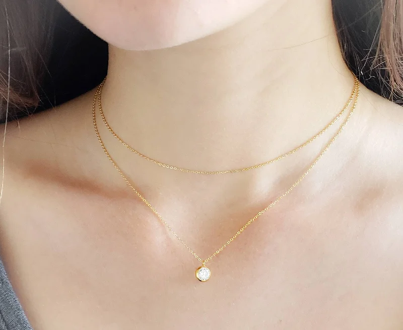 ladies-gold-necklace-Delicate CZ Choker or Long Necklace