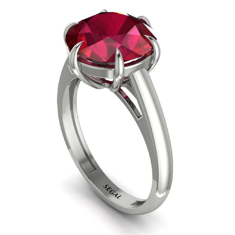 engagement-infinity-sapphire-ring-Round Cut Ruby Solitaire Engagement Ring - Miranda No. 12