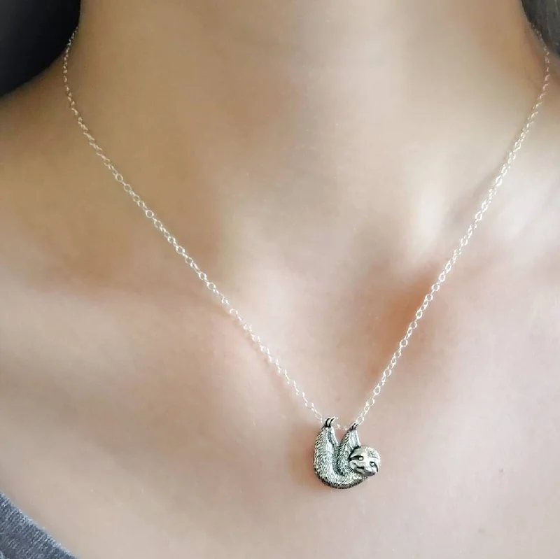 ladies-pendant-silver-necklace-Sloth Necklace