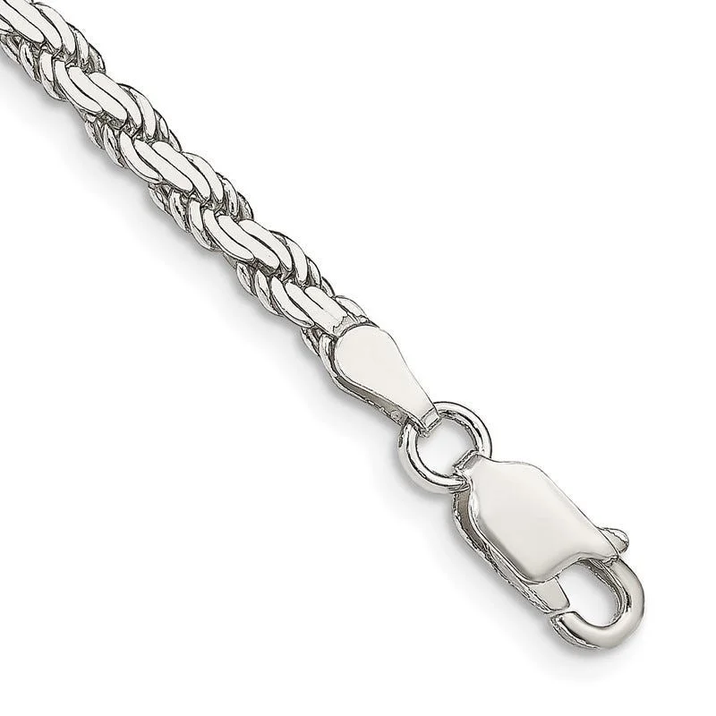 Ladies bracelets with cross charms -Sterling Silver 3.1mm Flat Rope Chain Bracelet