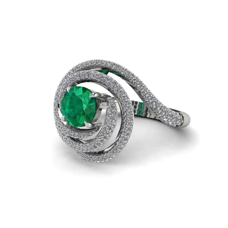 engagement-promise-ruby-ring-Emerald Double Halo Swirling Engagement Ring - Serena No. 6