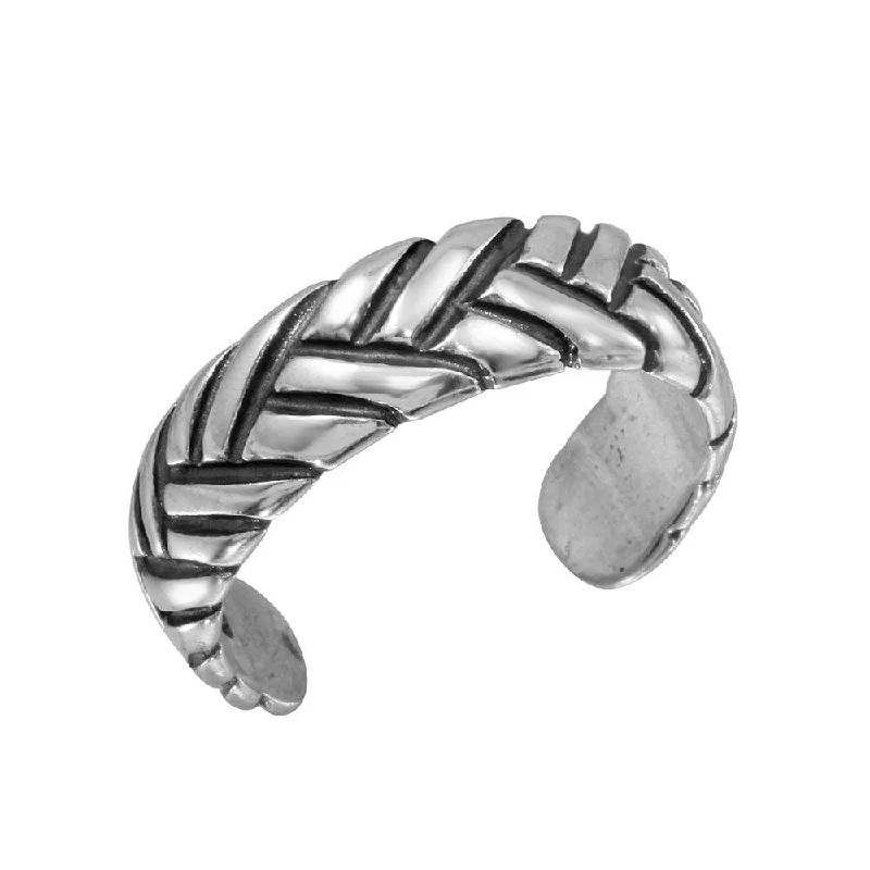 ladies ring zodiac inspired-Silver 925 Braided Adjustable Toe Ring - TR115-A