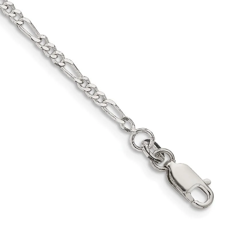 Ladies bracelets for fashionistas -Sterling Silver 2.25mm Figaro Chain Bracelet