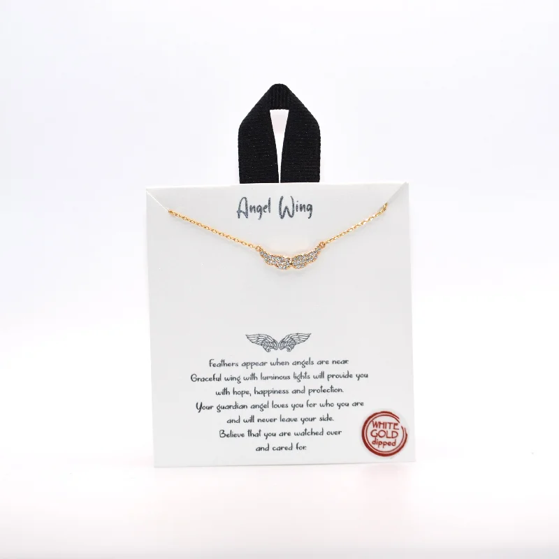 ladies-initial-charm-necklace-Saint Necklace (Angel Wing)