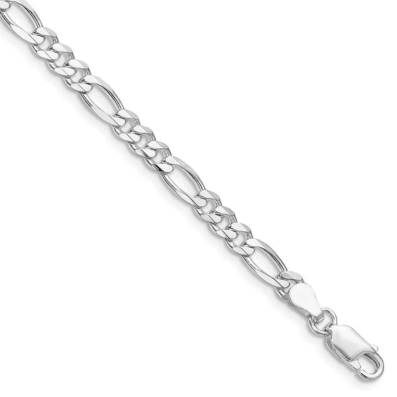 Ladies bracelets artistic wristbands -Sterling Silver Rhodium-plated 4.5mm Figaro Chain Bracelet