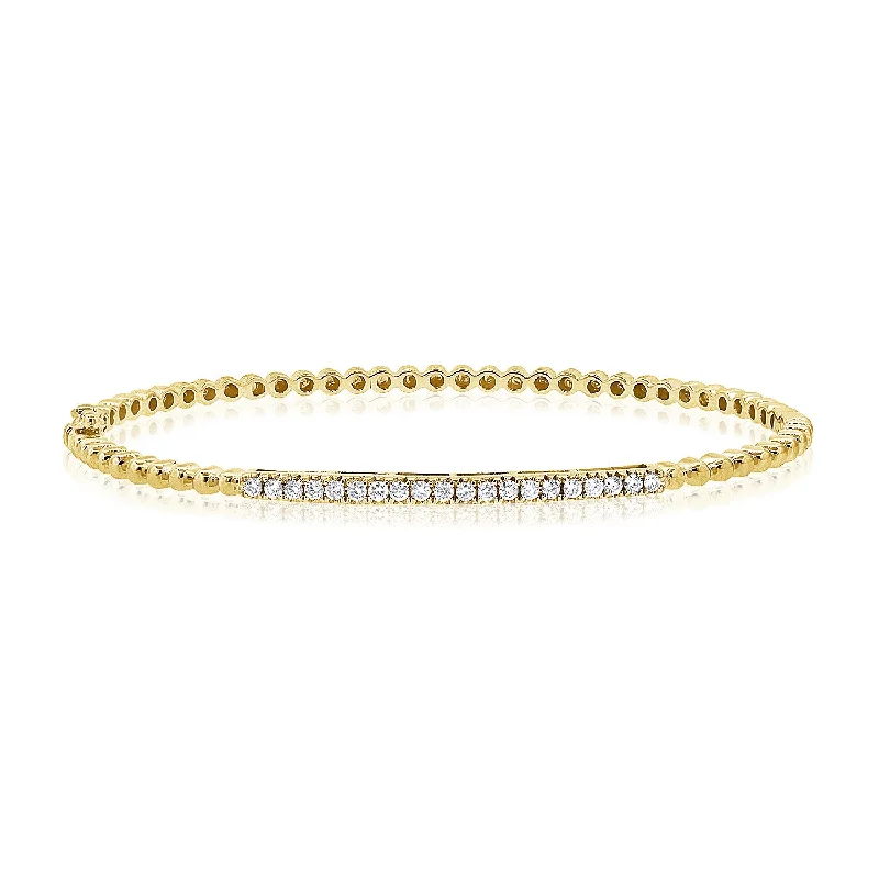 Ladies bracelets with whale charms -14K Gold Beaded Diamond Bangle Bracelet