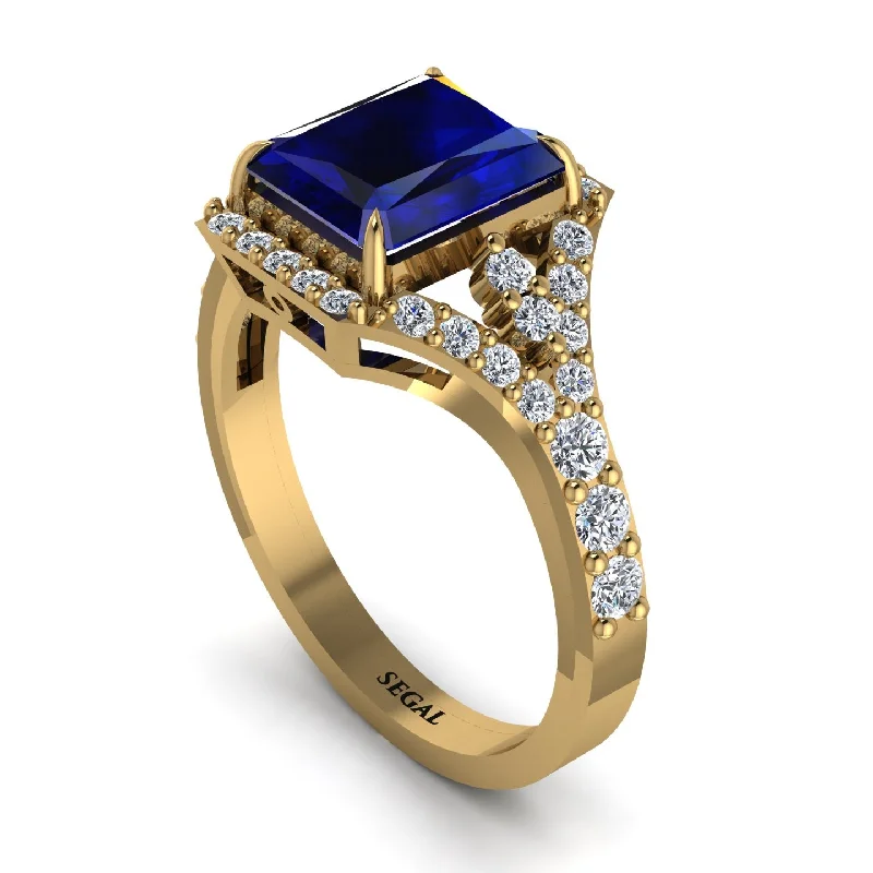 engagement-sapphire-eternity-ring-Radiant Cut Sapphire 14K Halo Engagement Ring - Cassidy No. 13