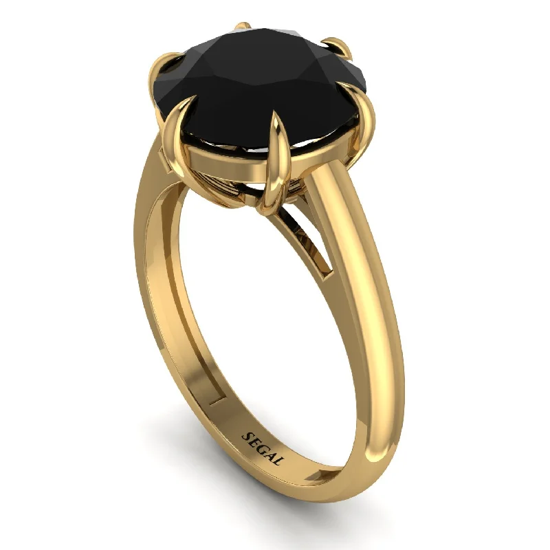 engagement-gold-ring-Round Cut Black Diamond Solitaire Engagement Ring - Miranda No. 7