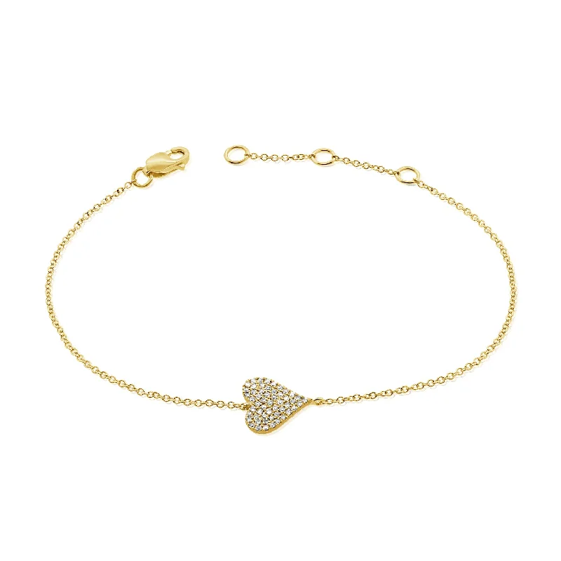 Ladies bracelets for art shows -14K Gold Heart Love Bracelet with Diamonds