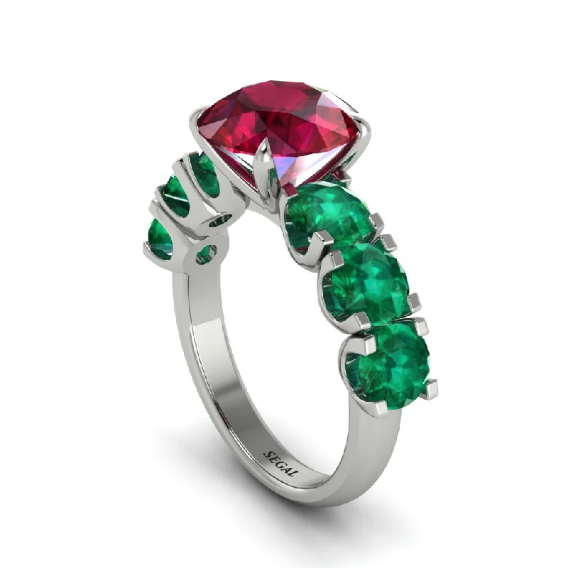 engagement-solitaire-silver-ring-Round Cut Ruby Cathedral Engagement Ring - Tatum No. 27