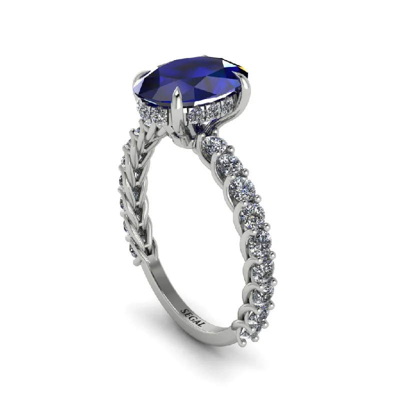 engagement-diamond-halo-ring-Oval-Cut Halo Sapphire Timeless Elegance Engagement Ring - Kelsey No. 15