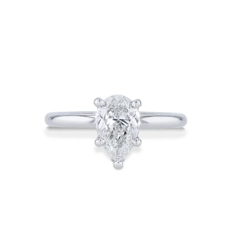 engagement-eternity-platinum-ring-Pear Shape Diamond Platinum Engagement Ring