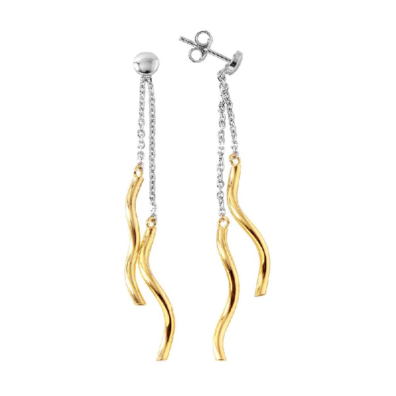 ladies-gemstone-rose-gold-earrings-Silver 925 Gold Plated Dangling Twists Earrings - ITE00074RH-GP