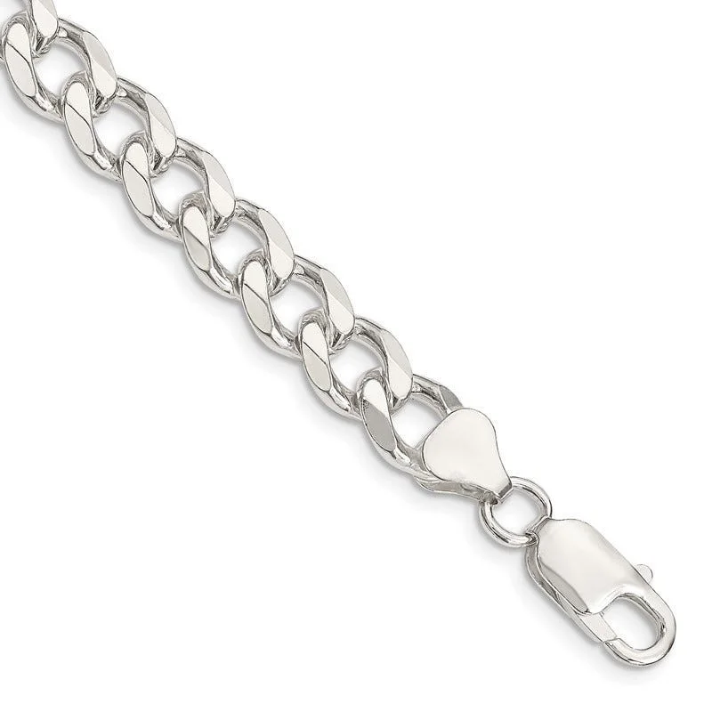 Ladies bracelets for poets -Sterling Silver 8mm Curb Chain Bracelet