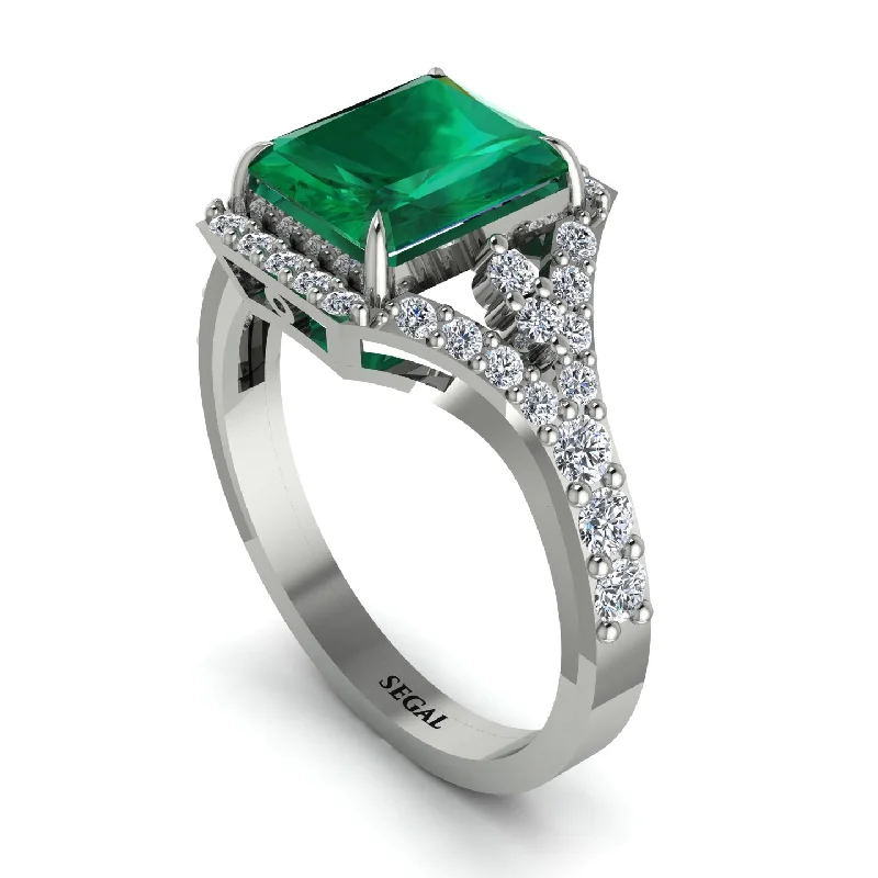 engagement-round-emerald-ring-Radiant Cut Emerald 14K Halo Engagement Ring - Cassidy No. 6