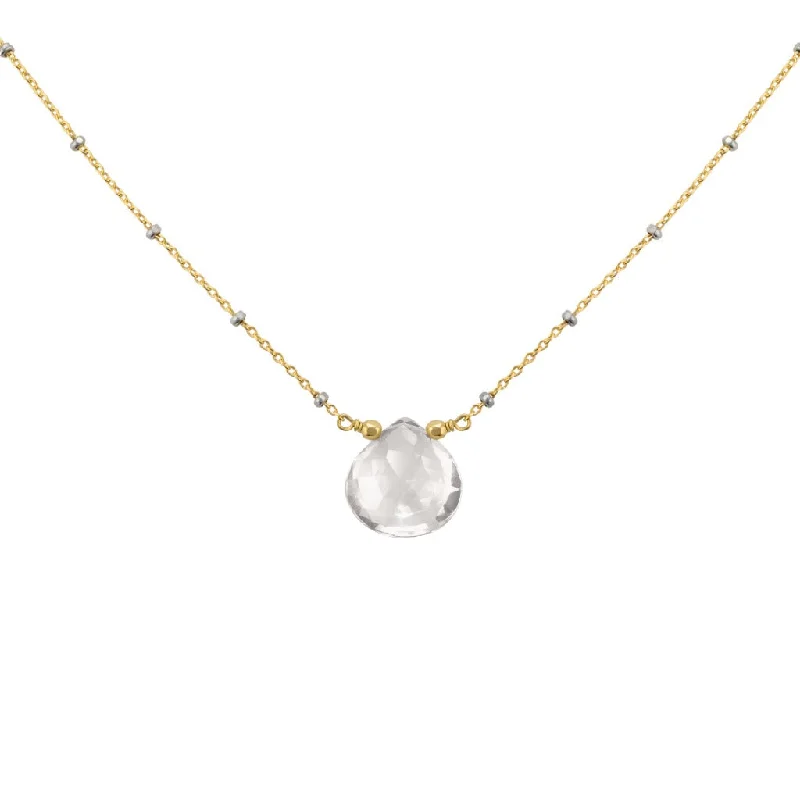 ladies-rose-gold-diamond-necklace-Solitaire Quartz Drop Necklace