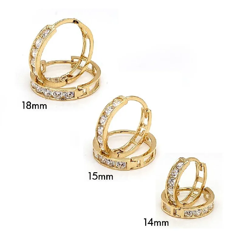 ladies-handmade-chandelier-earrings-14E00100B. - 14 Karat Yellow Gold CZ Hoop Earring