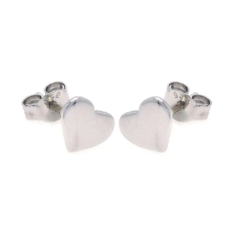 ladies-beaded-bohemian-earrings-Silver 925 Rhodium Plated Heart Stud Earrings - STE00762