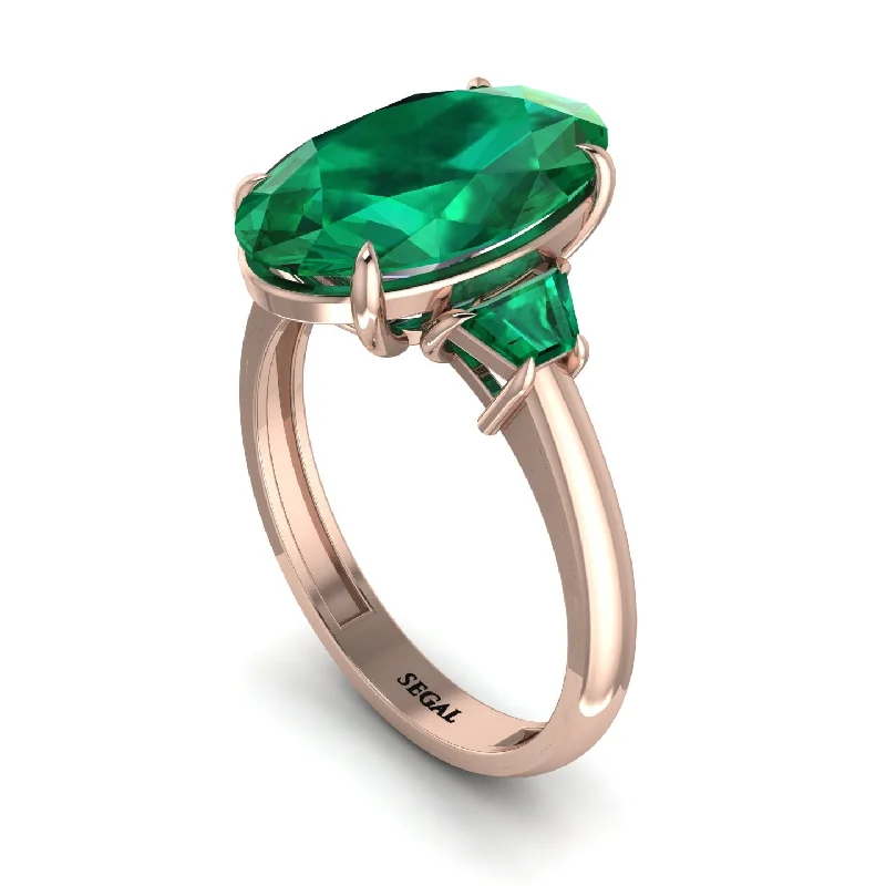 engagement-simple-ring-Oval-Cut Emerald Three Stone Engagement Ring - Amari No. 20