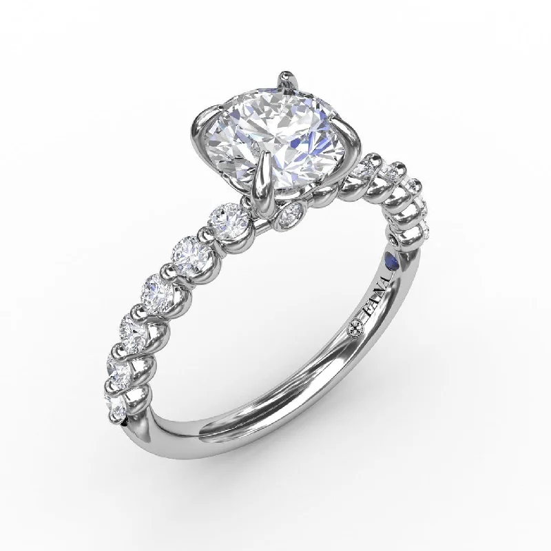 engagement-sapphire-handmade-ring-Contemporary Round Diamond Solitaire Engagement Ring With Diamond Band