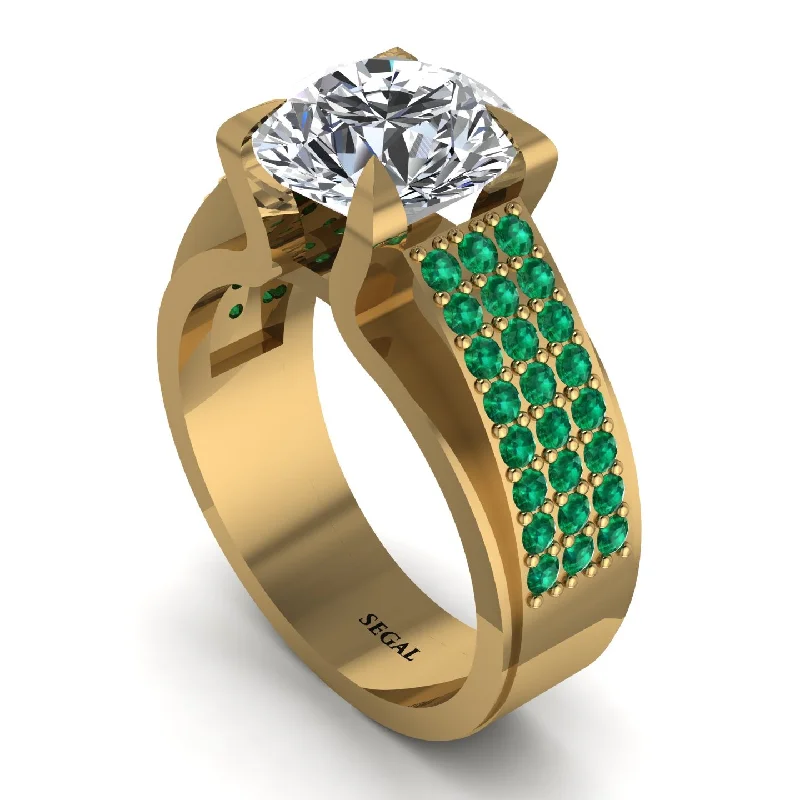 engagement-platinum-emerald-ring-Round Cut Diamond 14K Gold Pave Engagement Ring - Saylor No. 16