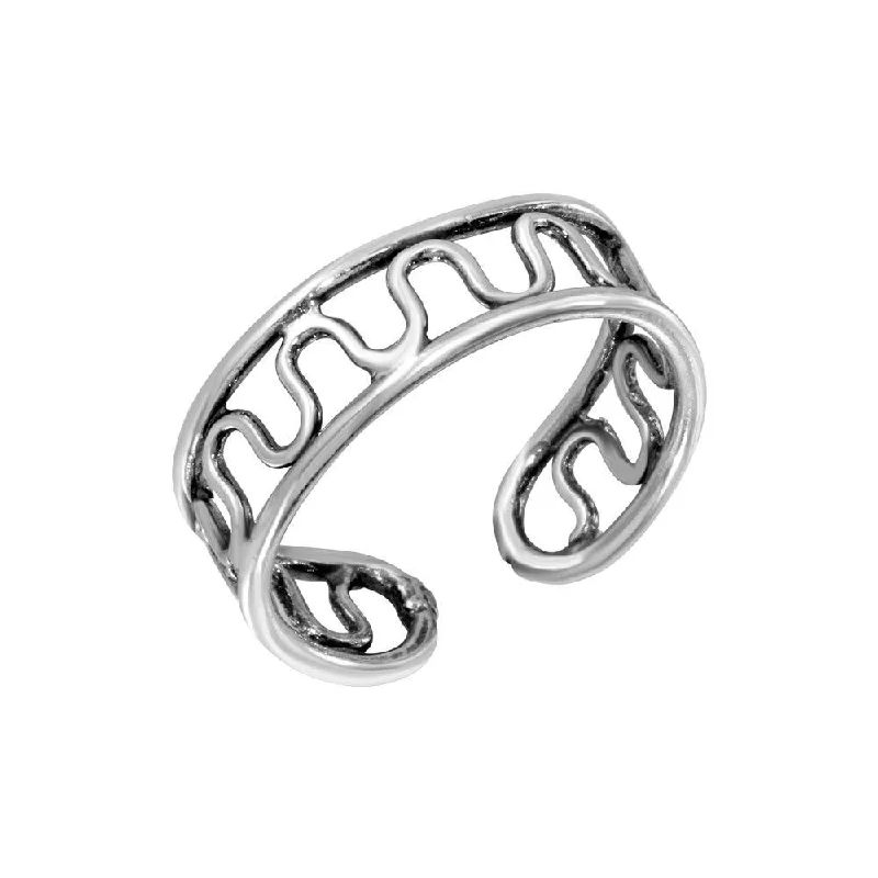 ladies ring custom infinity symbol-925 Sterling Silver Wave Wire Design Toe Ring - TR244-A