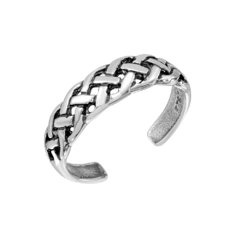 ladies ring cyber monday exclusive-Silver 925 Braided Adjustable Toe Ring - TR293-A