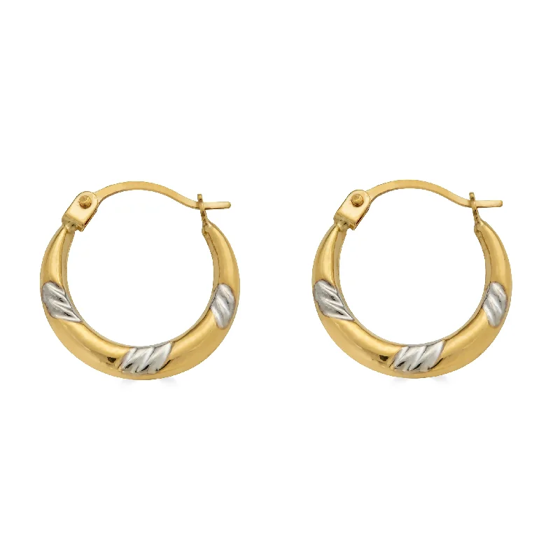 ladies-gift-diamond-earrings-14E00368 - 14 Karat Yellow Gold 2T Slashed Design Latch Back Hoop Earring