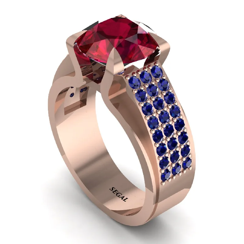 engagement-luxury-sapphire-ring-Round Cut Ruby 14K Gold Pave Engagement Ring - Saylor No. 71