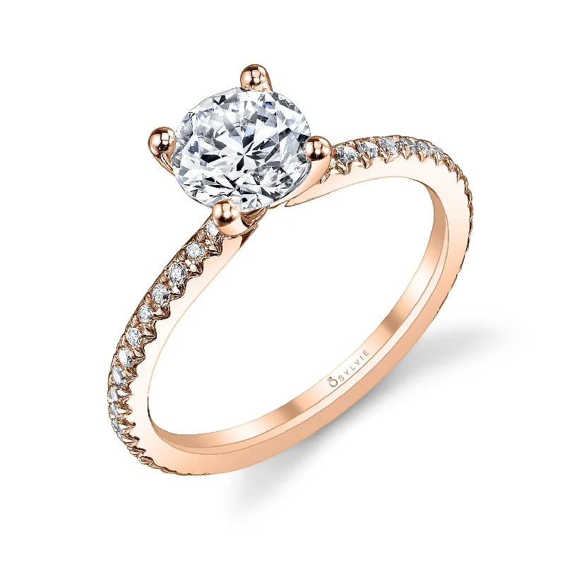 engagement-eternity-rose-gold-ring-Sylvie Collection 14KR Round Engagement Ring Setting